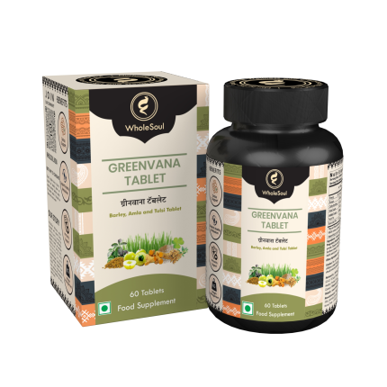 WholeSoul Greenvana Tablets – Ayurvedic Green Multivitamin with Amla, Tulsi & Barley | 100% Natural Daily Wellness Formula